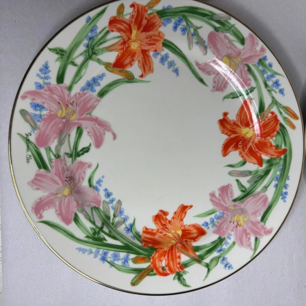 Lenox Suzanne Clee Flower Blossom Dessert‎ Plates Set of 4 Fine Porcelain 1998